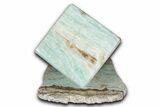 Polished Blue Caribbean Calcite Cube with Base - Pakistan #338313-1